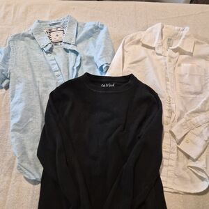 Cat & Jack Black Sweater with Blue and White Shirts